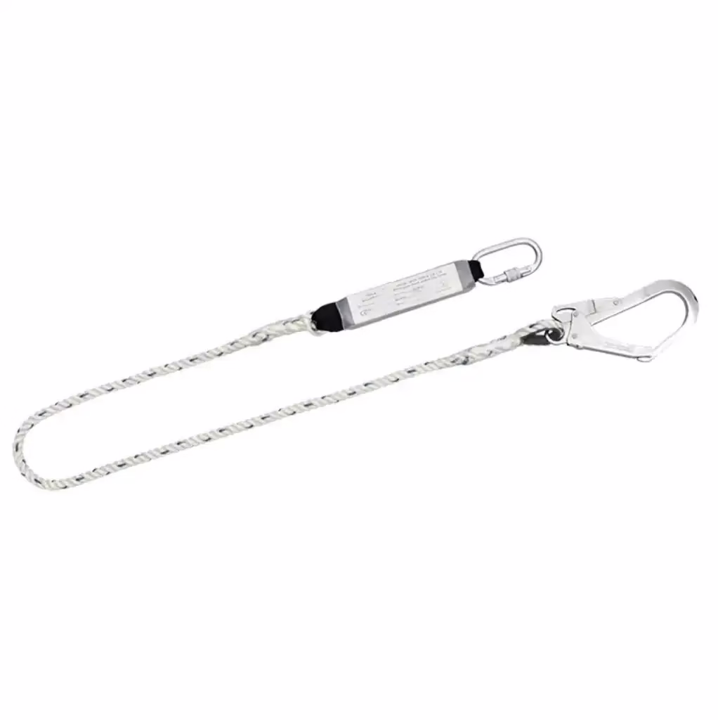 Single rope with hook, one carabiner and shock absorber lanyard - 1.8m