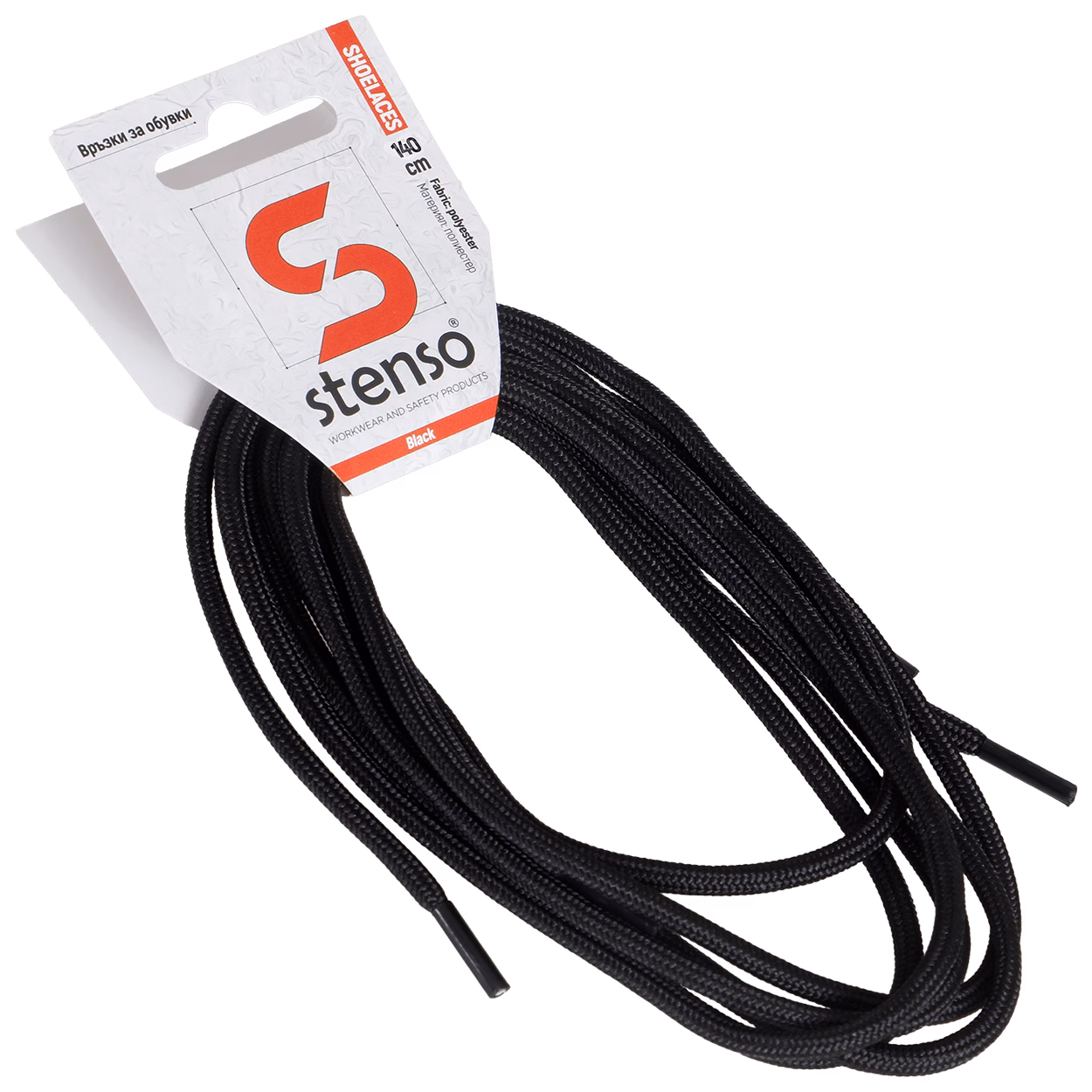 STENSO BLACK SHOE LACES 140 CM